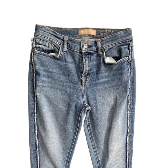 7 FOR ALL MANKIND Luxe Vintage Light Wash Ankle Skinny Jeans Size 26 - Picture 7 of 10